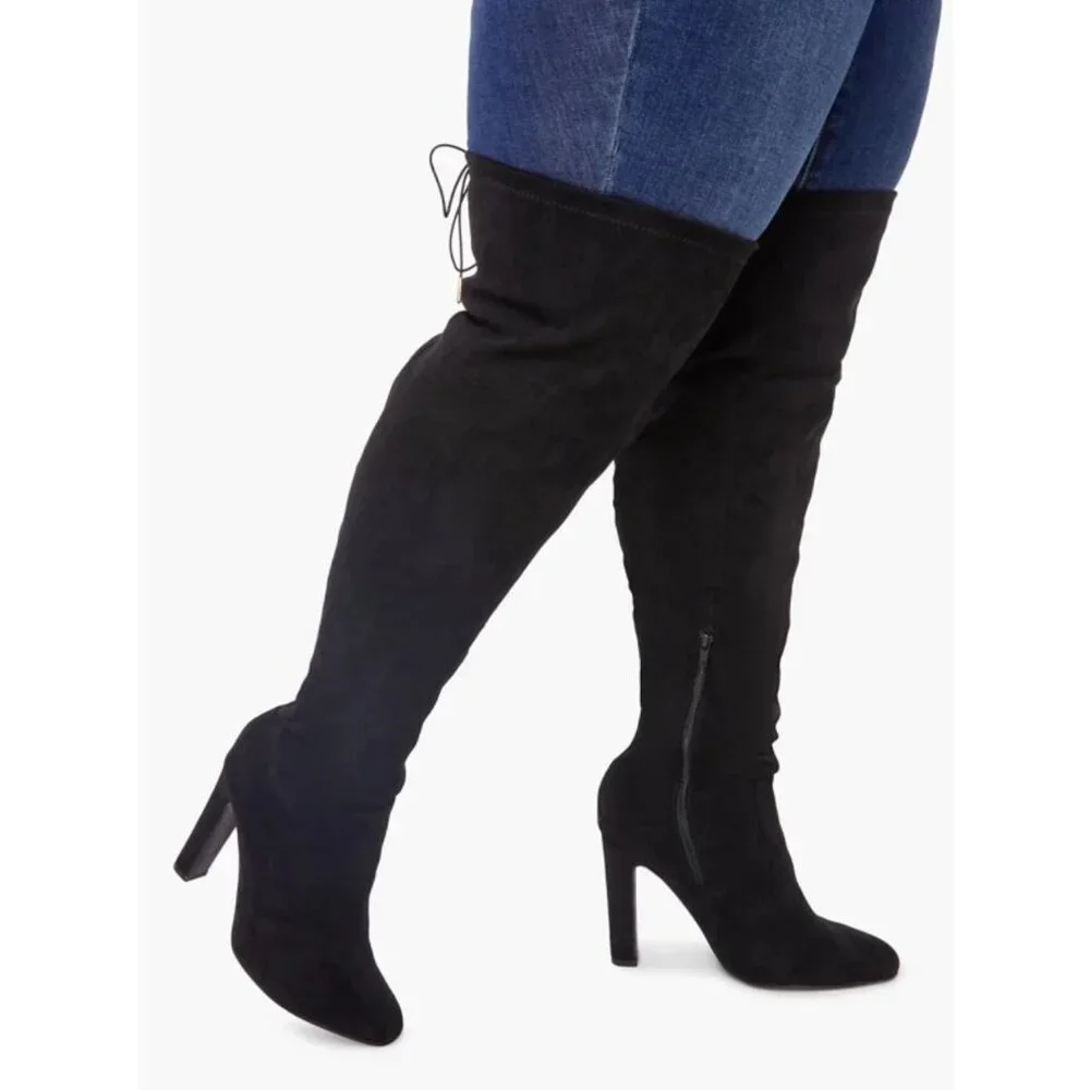 Just Fab Jesyna Black Over The Knee Boots WIDE CALF 8.5E 9E 9..5E 10E - Picture 1 of 10